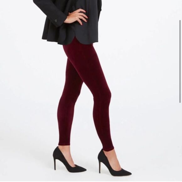 NWT Spanx Velvet Leggings Rich Burgundy size XS - Picture 3 of 14